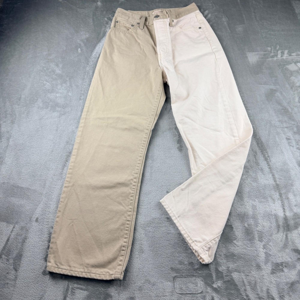 Levi's Ribcage Straight Ankle Jeans‎ Two Tone Tan Cream Women's W26 L27
